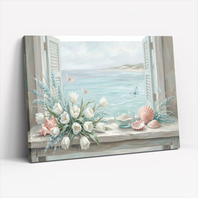 Ensemble de 1 tableau sur toile représentant une fenêtre côtière