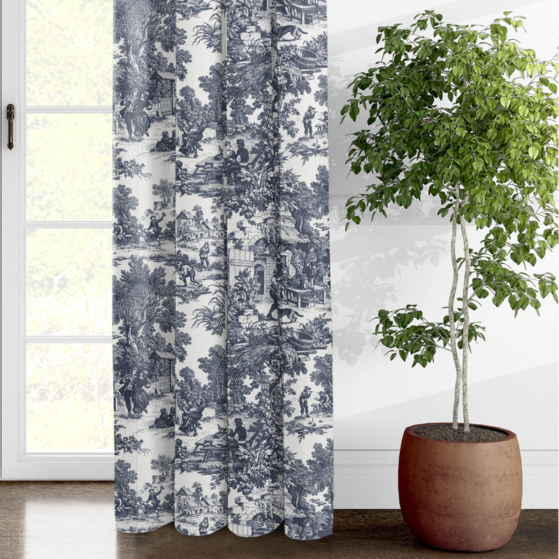 Au Village Toile Grommet Drapery Panels - Pair, 50" W x 120" L, Denim