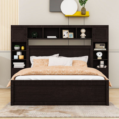 Vytis Queen Size Wooden Platform Bed With 4 Drawers and Headboard