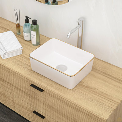 16X12 Inch Ceramic Rectangular Vessel Bathroom Sink