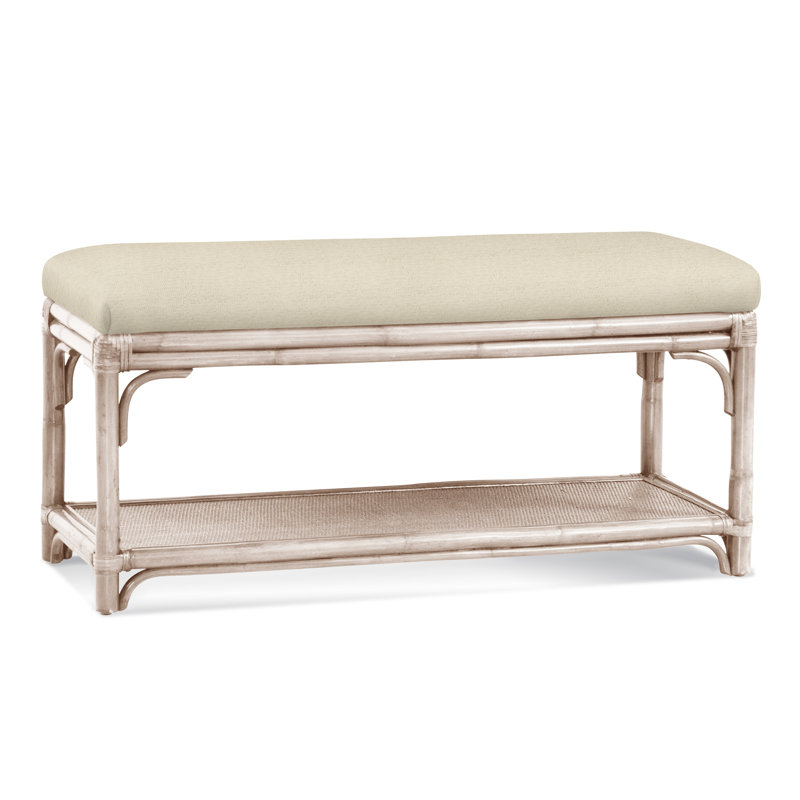 Banc de rangement en osier Summer Retreat, Bisque, Ivoire Crypton Performance; 0886-91