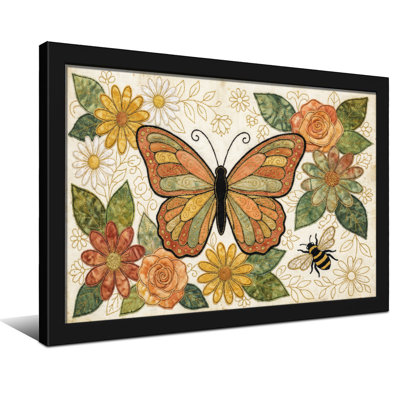 Animaux, papillon, fleurs, abeilles, motif artistique