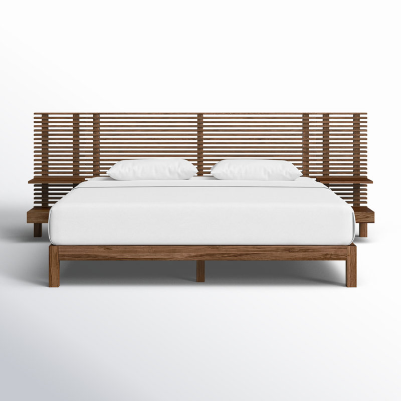 Finnian Unfinished Solid Wood Panel Storage Bed, California King, Walnut