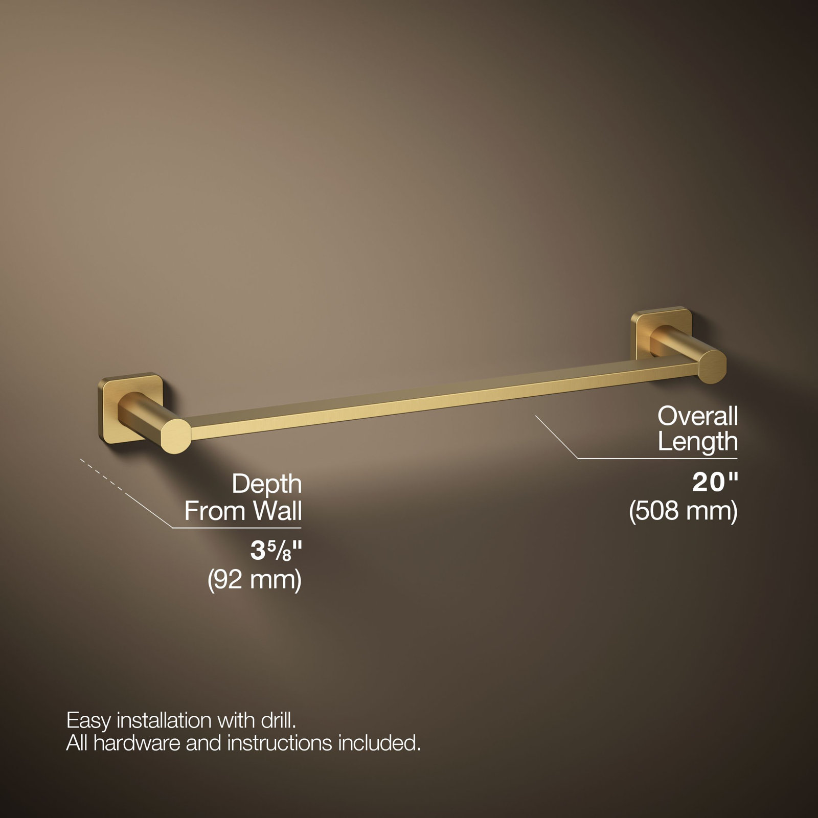 Parallel Towel Bar, Golden, 18"W