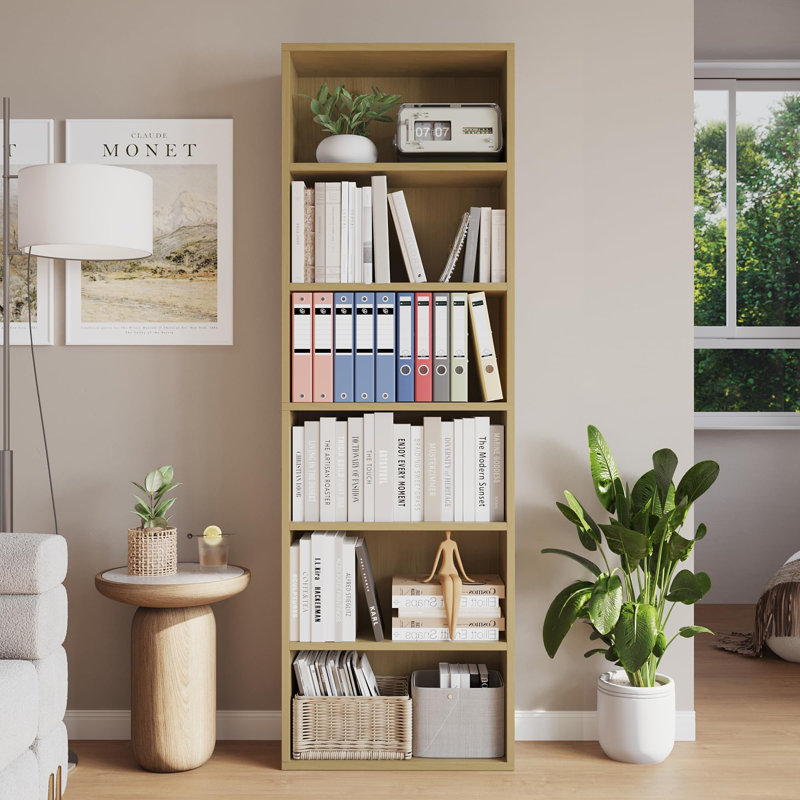 Bibliothèque standard 6 niveaux, (6 tablettes) H 63,6 po x l 21,6 po x P 9,4 po, Brun