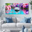 Ensemble de 3 tableaux sur toile tendue représentant un jardin de lotus et de papillons-6706313