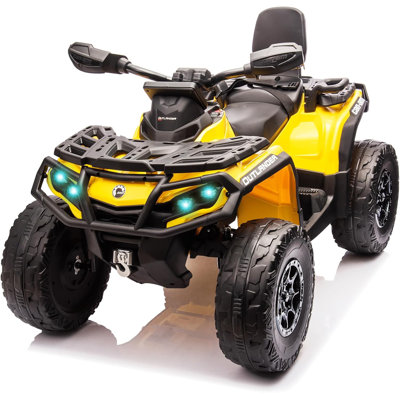 VTT sous licence 24 V pour enfants, voiture électrique 2 places 4 roues motrices avec audio sans fil, lumières DEL, sièges en cuir et 3 vitesses