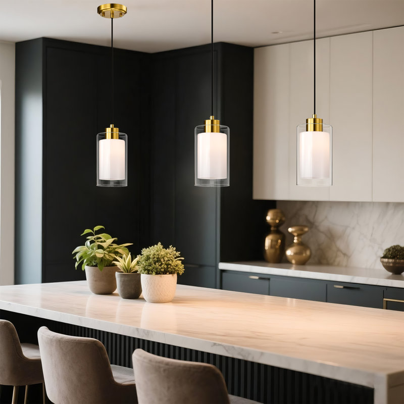 Rosetto 1 - Light Brushed Nickel Pendant, Gold