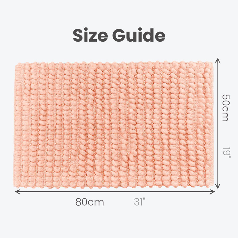 Moonya Rectangle Sparkle Bobble Bath Mat, Blush