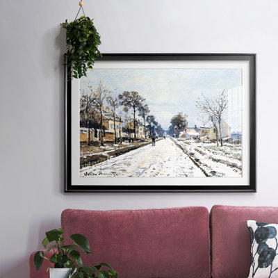 «Snow Effect, The Road To Louveciennes», reproduction d'art encadrée