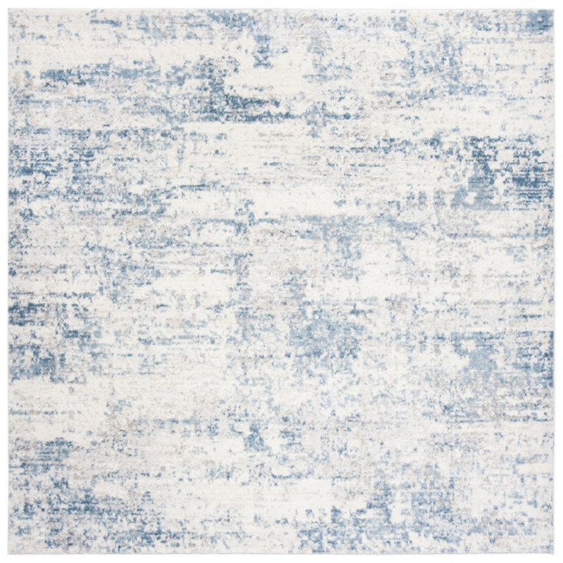 Tapis abstrait Grandview 700 Performance, Carré 5 pi 3 po, Light Blue/Ivory