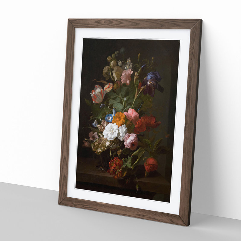 Still Life with Flowers Vol.4 by Rachel Ruysch - Framed Print, 48cm H x 36cm W x 2cm D, Walnut