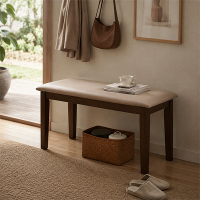 Banc rembourré en tissu brun Tech