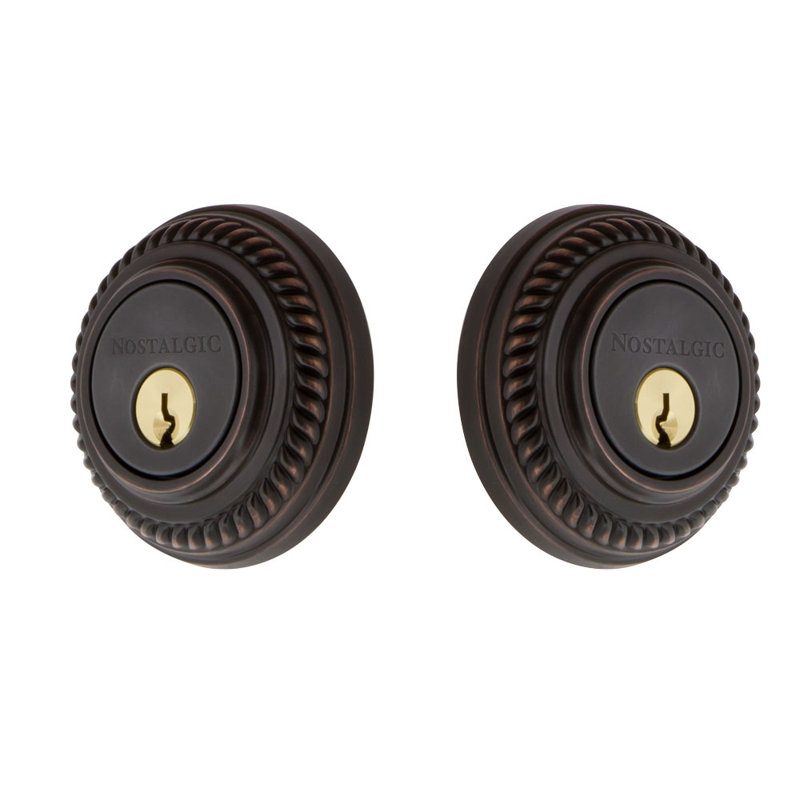 Nostalgic Warehouse Rope Rosette Double Cylinder Deadbolt, 2.75, Timeless Bronze