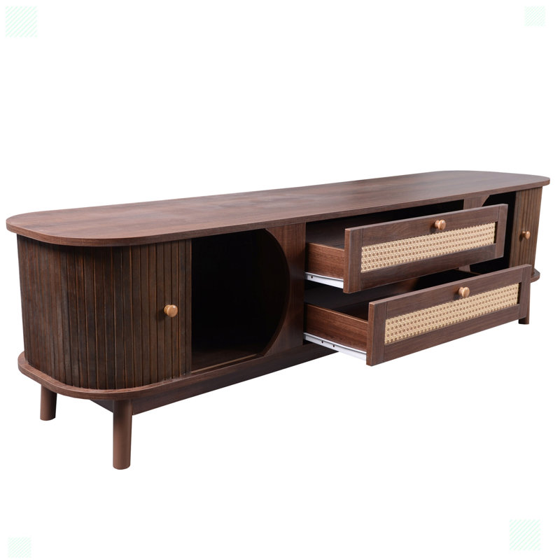 Holle Rattan TV Stand Media Console for TVs up to 75''