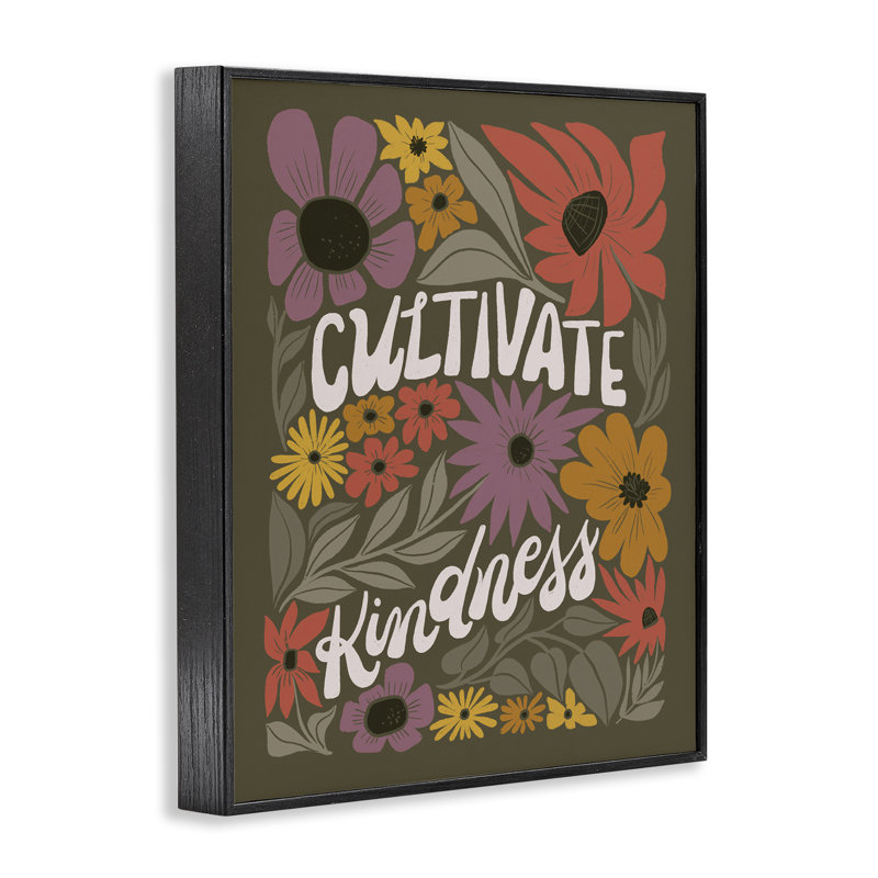  «Groovy Cultivate Kindness», estampe numérique par Loni Harris, H 14 po x l 11 po, Giclée encadrée noir minuit