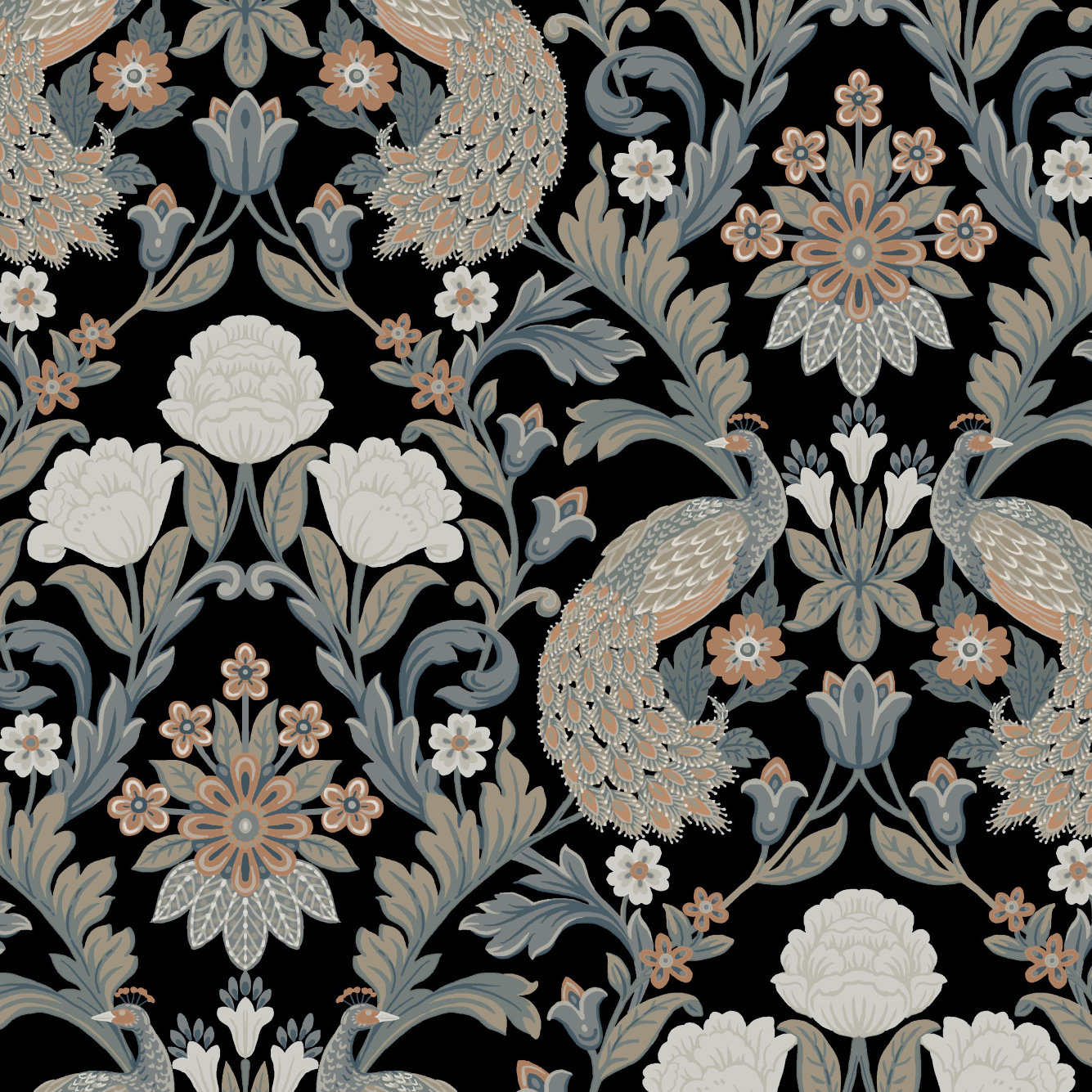 Harmony Floral Wallpaper, Black