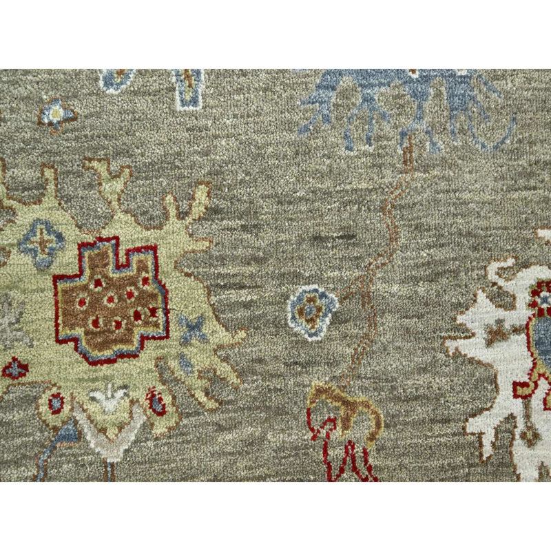 Tapis gris en laine noué à la main 8 pi 1 po x 10 pi 1 po Agra avec motif Ziegler 1FDBED1D41134E5899C0860A09F38169