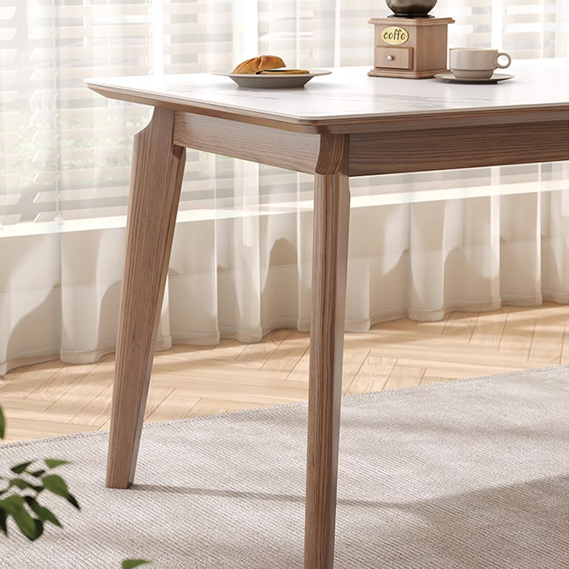 Rectangular Nordic-style ash slate dining table, 29.53"H x 59.06"L x 31.5"W 