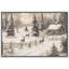 Hiver, campagne rustique, Noël, cerf, pin, forêt, décor de vacances, impression sur toile encadrée-107118144-107118142
