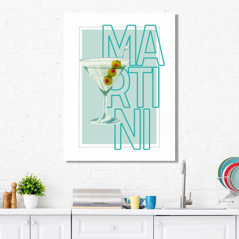 «Straight Martini With Olives Cocktail», impression d'art mural, Toile tendue, 44" H x 34" W