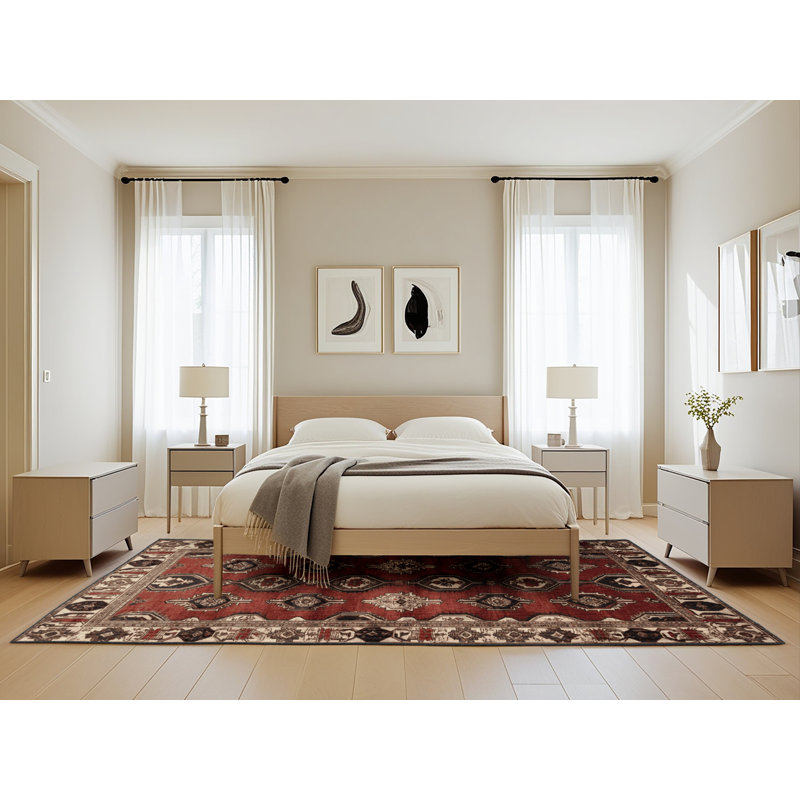 Tapis persan noir lavable à la machine, Rectangle de 5 pi x 8 pi