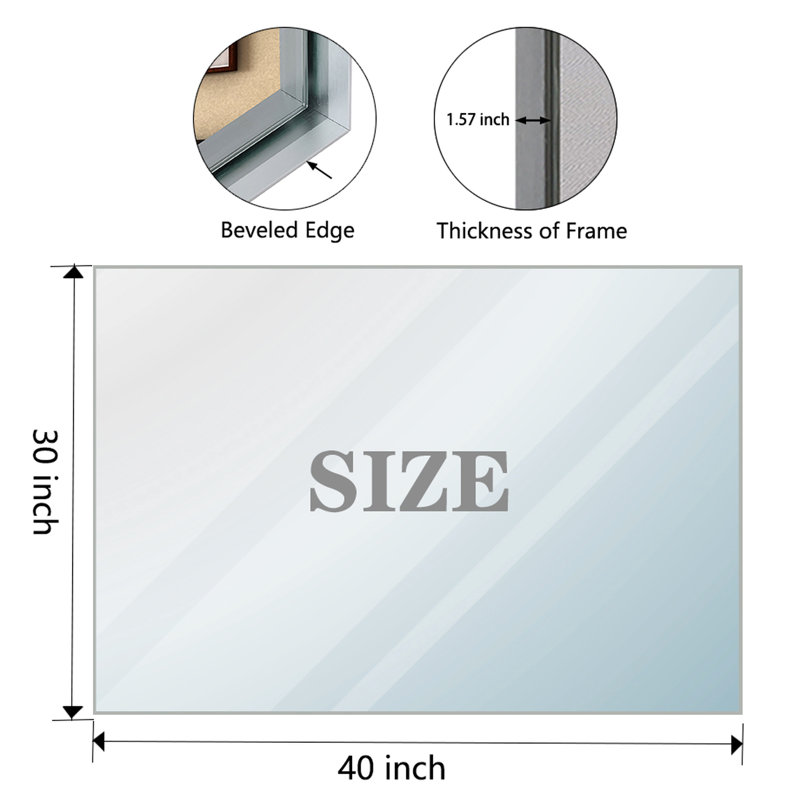 Miroir rectangulaire de salle de bain 40X30inch, 30,49 po x 39,16 po
