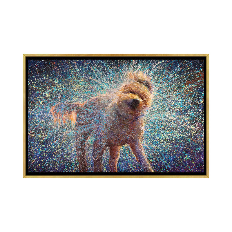 «Canis Rufus» par Iris Scott, reproduction d'art sur toile, Toile encadrée d'or, Pas de tapis, H 40 po x l 60 po x 1,5 po