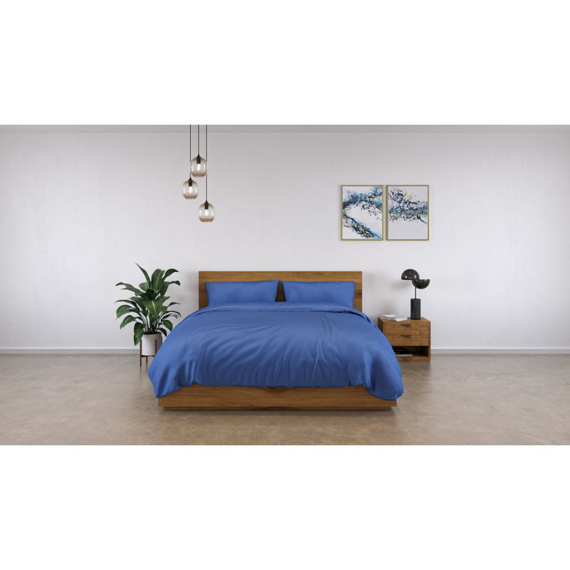 100% Bamboo Bedding Set, Single Duvet Cover + 2 Additional Pieces, Navy