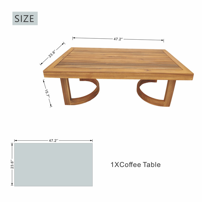 Rectangular Acacia Teak Outdoor Coffee Table