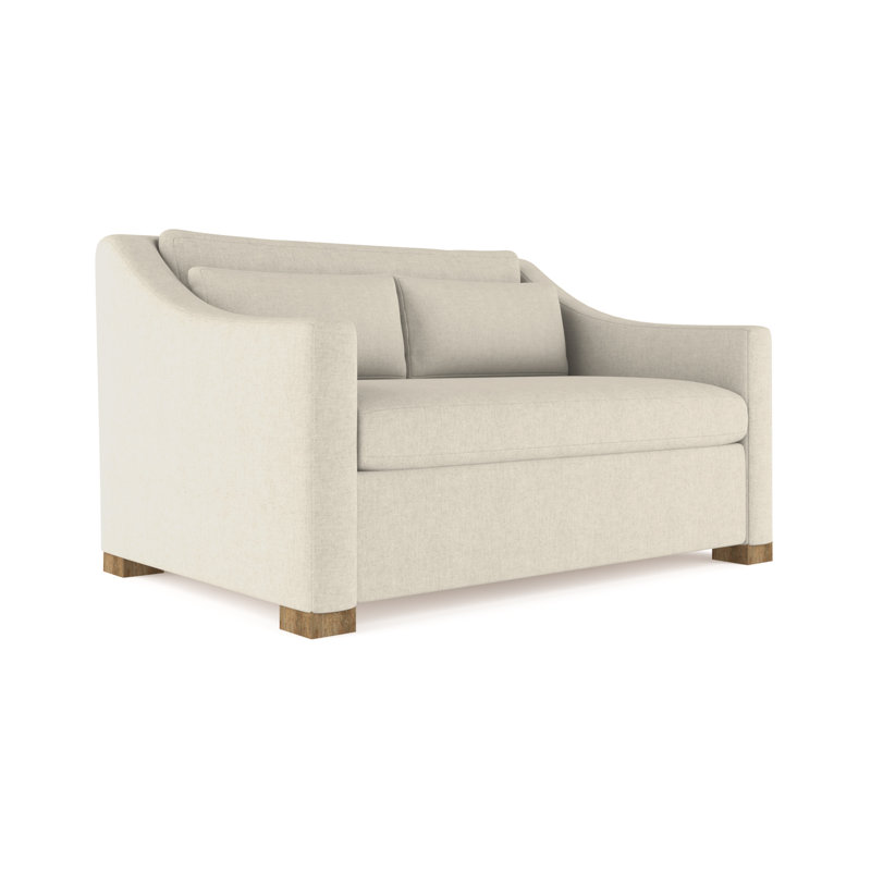 Crosby Slope Arm Loveseat, Box Weave Linen Oyster, 32.5" H x 60" W x 38" D, Ebony