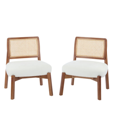 Beige Woven Backrest Lounge Chair Set with Wooden Frame by Bay Isle Home