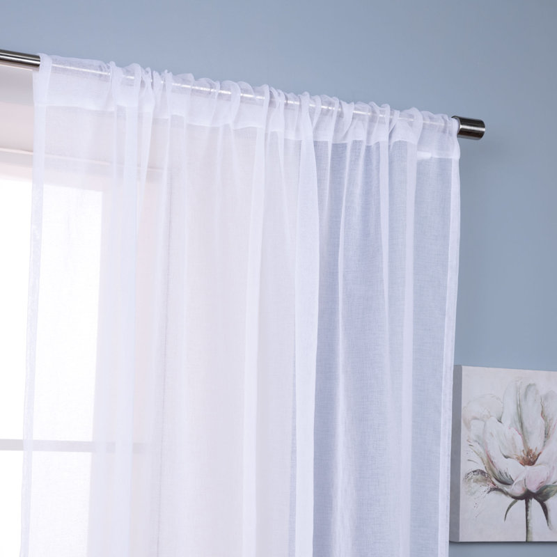 Paire de rideaux transparents avec passe-tringle Walton, Blanc, L 52 po x L 96 po