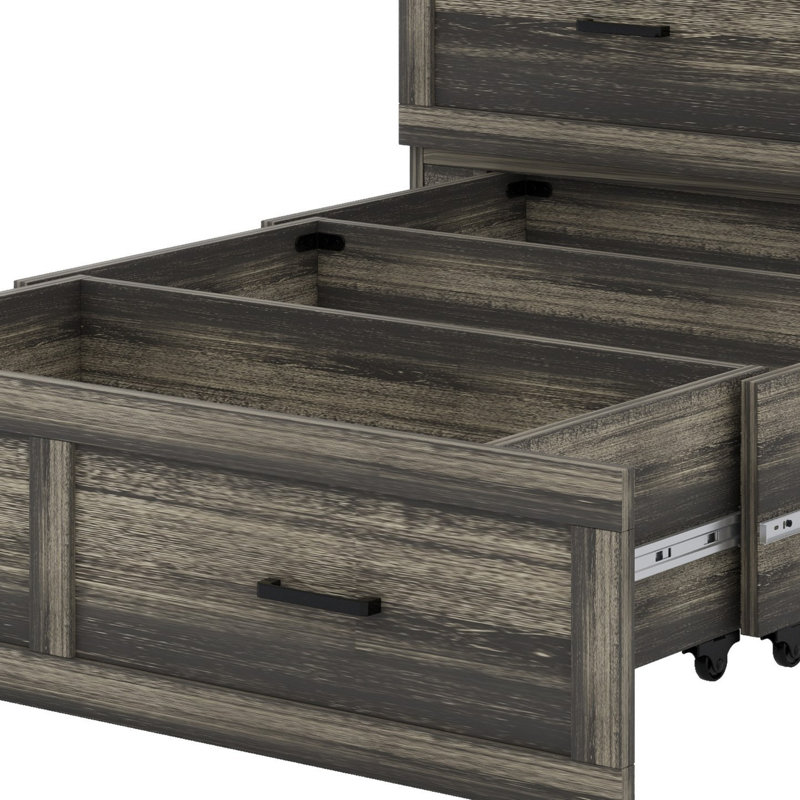 Armoire lit escamotable Murphy avec station de charge, lit plateforme pliable multifonctionnel avec 1 grand tiroir de rangement