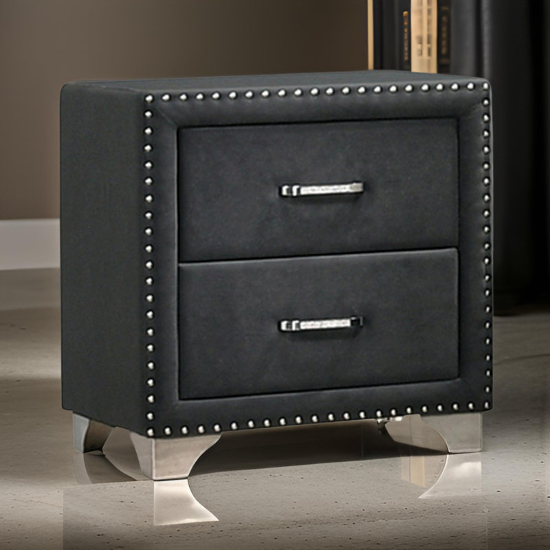 Table de chevet 2 tiroirs Finchley, gris