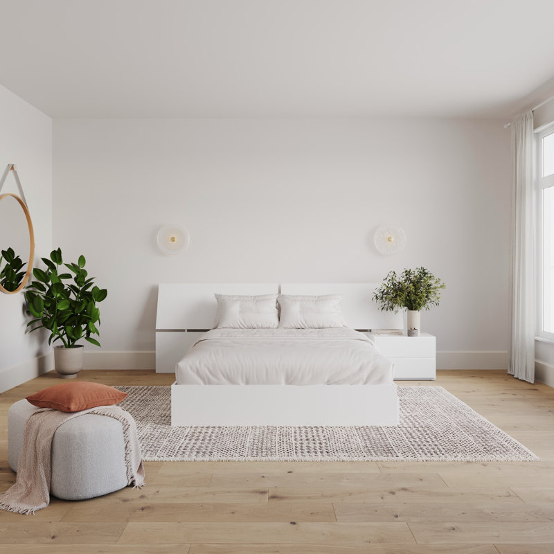 Ensemble de chambre à coucher avec rangement réversible 2 pièces Kirkham, Blanc