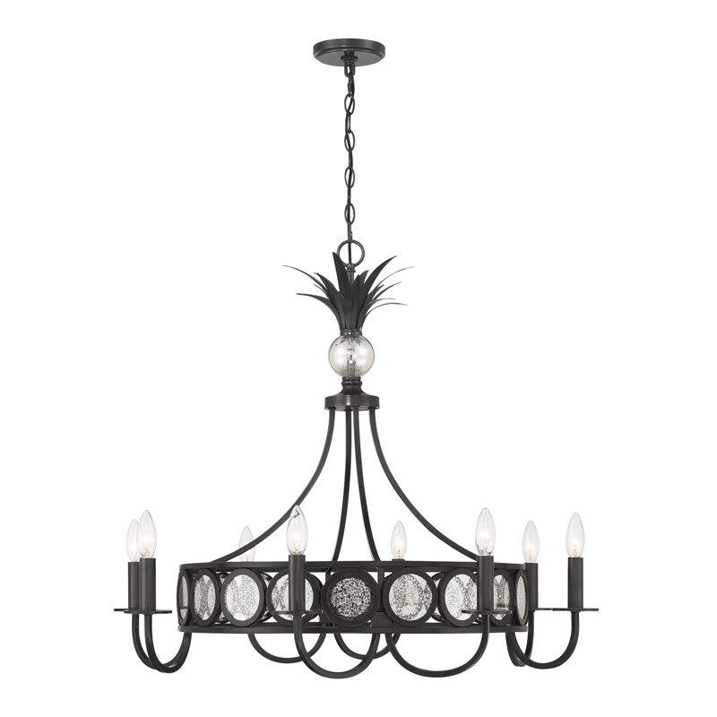Lustre 8 lumières en tourmaline noire Hearst, Noir