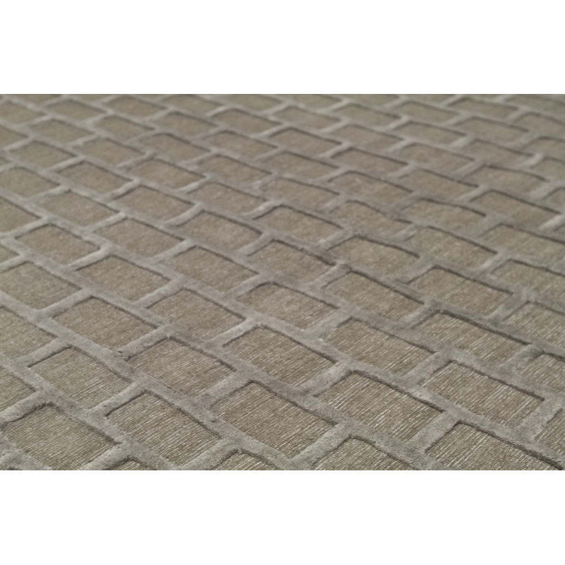 Cotton Geometric Area Rug in Brown