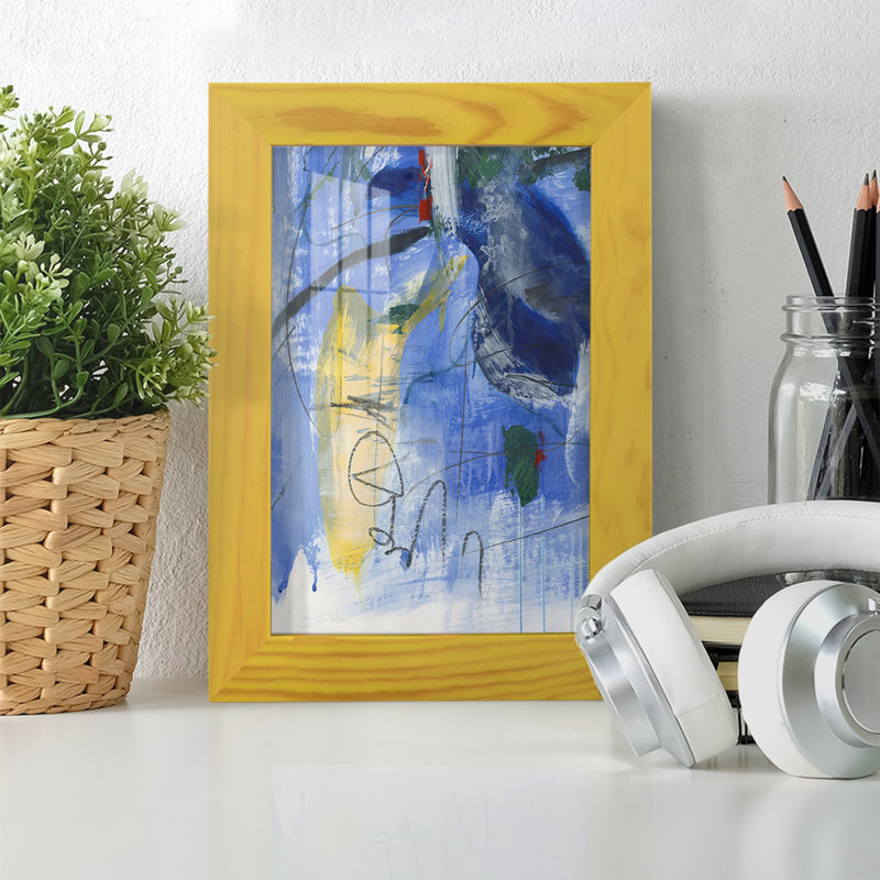 «Gerame Tribal Symbols III», impression encadrée sur papier, H 9 po x l 7 po x P 1 po, Jaune