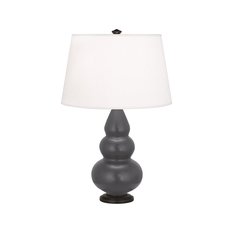 Small Triple Gourd Table Lamp, Matte Ash, Deep Patina Bronze