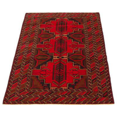 Lynnisha One-of-a-Kind 3'7" X 6'3" New Age Wool Area Rug in Dark Red