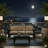 2 Pieces Outdoor/Patio Patio Set, All-Weather 75" 3-Seat Metal Patio Sofa Couch With Thick Cushions, 43" Coffee Table-1725661218