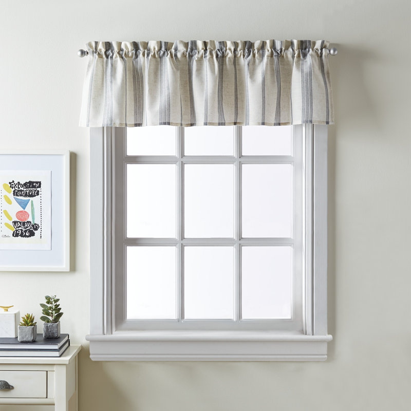 Salerna Striped Tailored 54'' W Window Valance in Gray