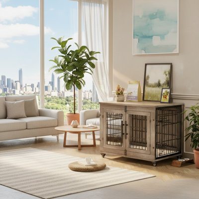 The 32-Inch Size Is Suitable For Medium-Sized Dogs, And The Double-Door Design With Smooth Wheels Makes It Easy To Get In And Out And Move Around.