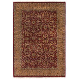 Moghul Wool Oriental Area Rug in Red/Beige/Dark Green
