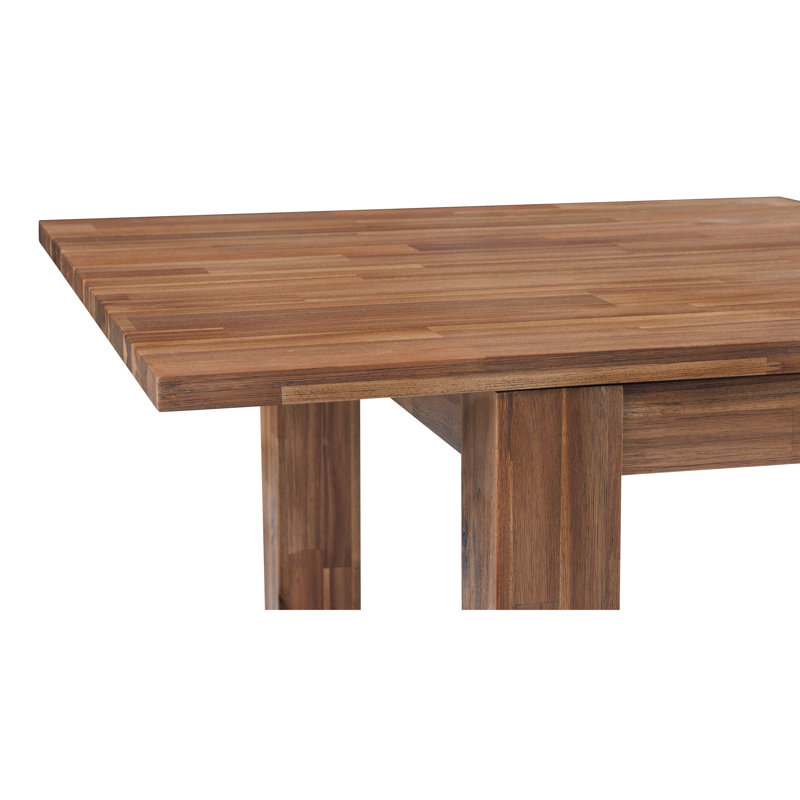 Bozrah Extendable Acacia Solid Wood Dining Table, Brushed Brown