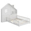 Lit maison avec fenêtre et tiroirs, tablettes et ensemble de prises et port USB-1826790466