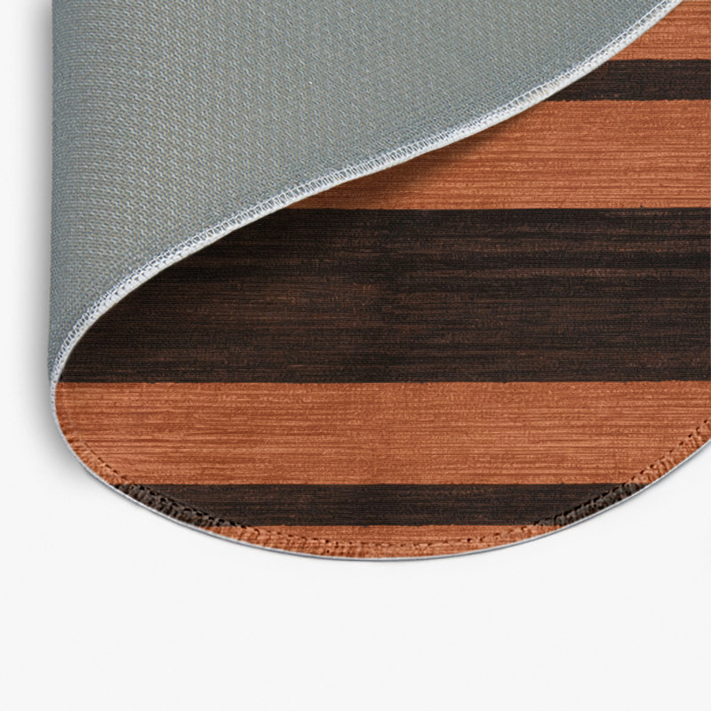 Tapis intérieur / extérieur noir HorizontalStripes, Rond 5 pi