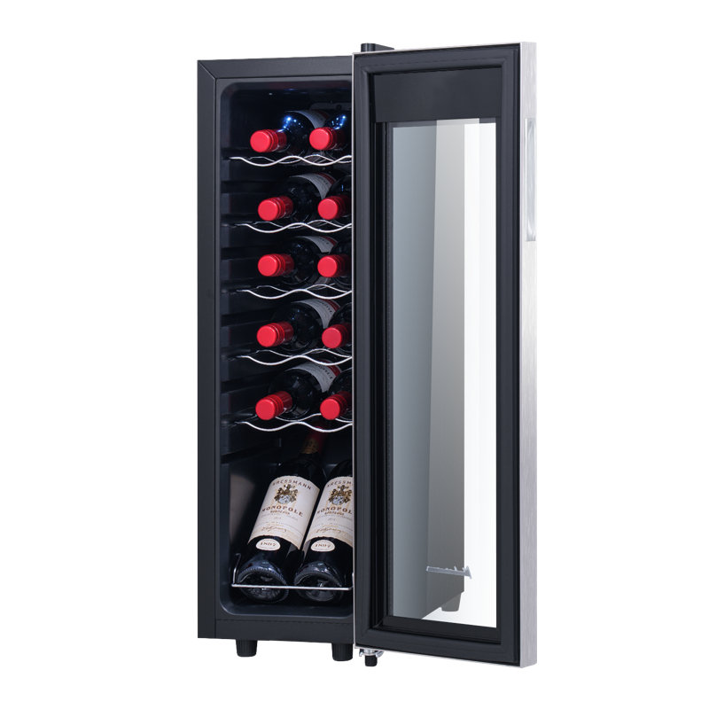 Kalamera 12-Bottle Black Stainless Steel Freestanding Wine Cooler