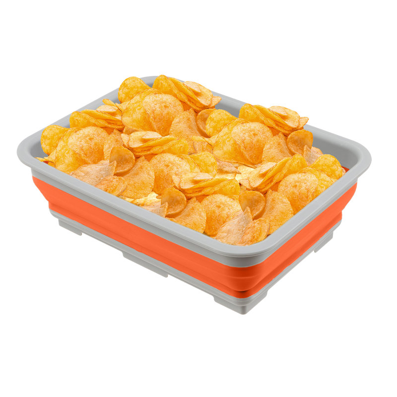 Wakeman Collapsible 7.27L Ice Bucket - Multi-Use Basin, Dish Tub, and Storage Basket, Orange